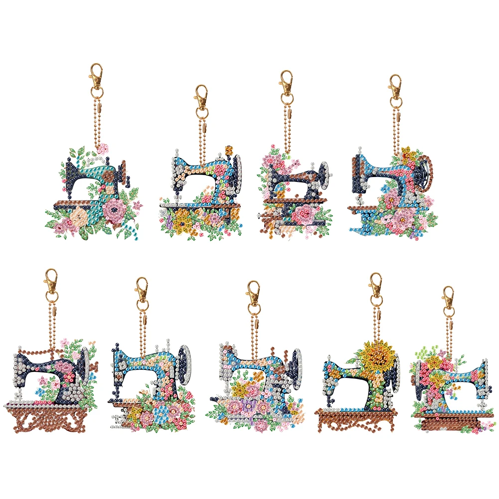 JSRQT 6 STKS Diamant Art Schilderen Sleutelhangers Regenboog