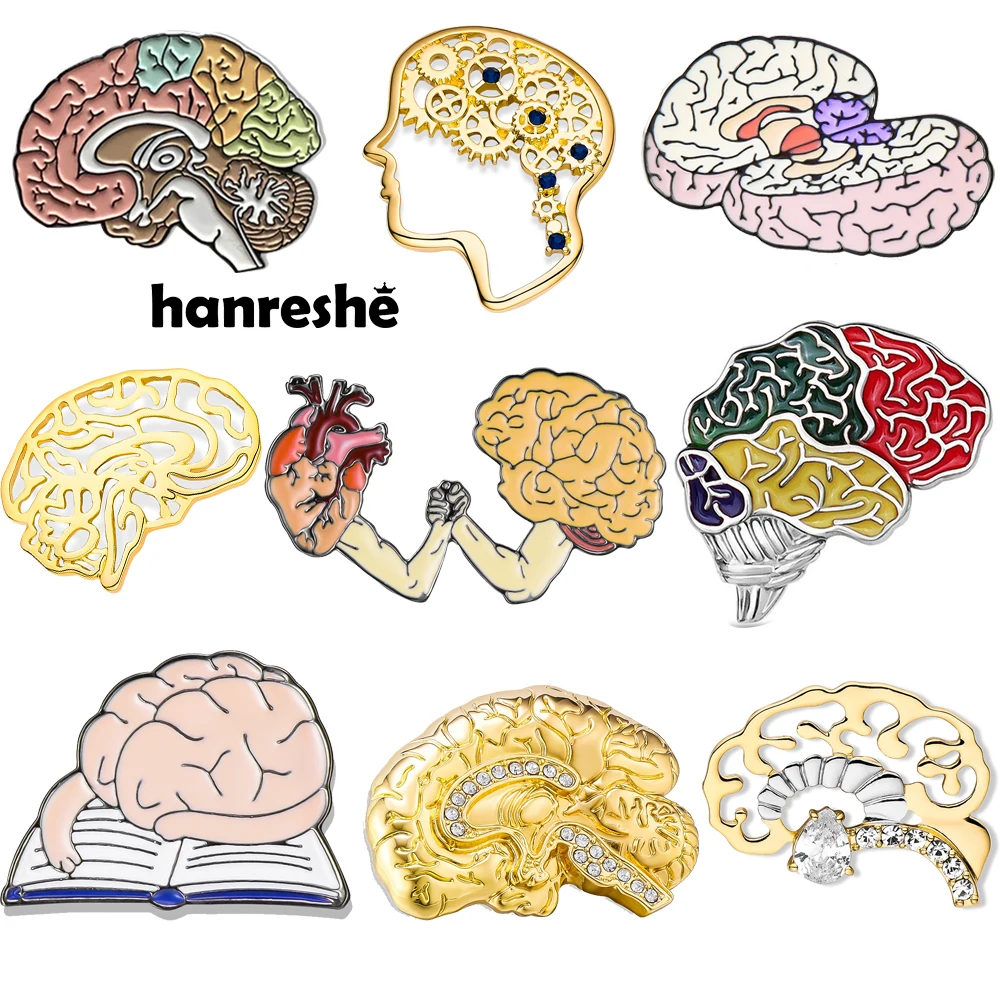 Hanreshe 에나멜 바린 브로치 핀, 의료 해부학, 뇌 신경학 쥬얼리, 라펠 배낭 배지, 의사 간호사 선물