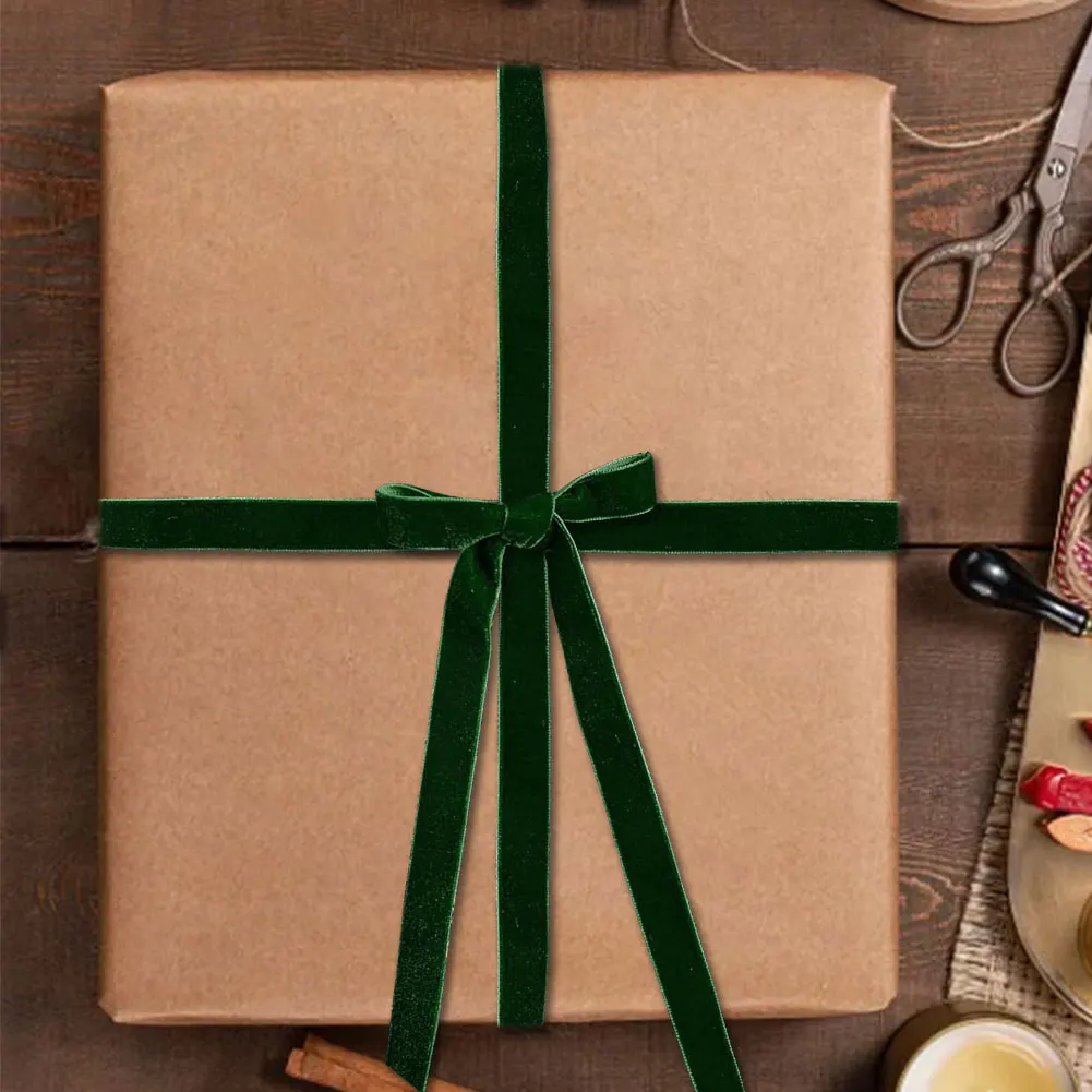 DIY Velvet Ribbon Bow Handmade Bow Hair Decor Flocking Webbing Decor for Bouquet Package Sewing Clothing