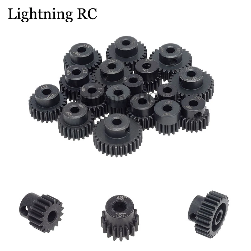 

48P 3.175mm 16T 17T 18T 19T 20T 22T 24T 25T 26T 27 Black Steel Metal Pinion Motor Gear 1/10 AXIAL SCX10 RC Model Car Motor Parts