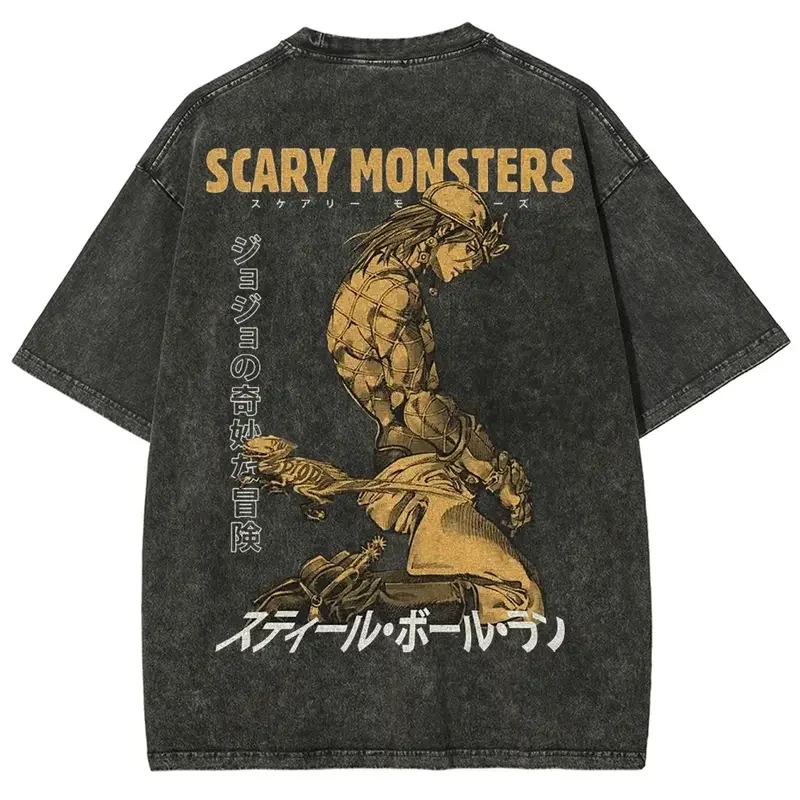 Diego Brando Retro Graphic Tee – Men’s Washed Cotton Short Sleeve Manga Shirt