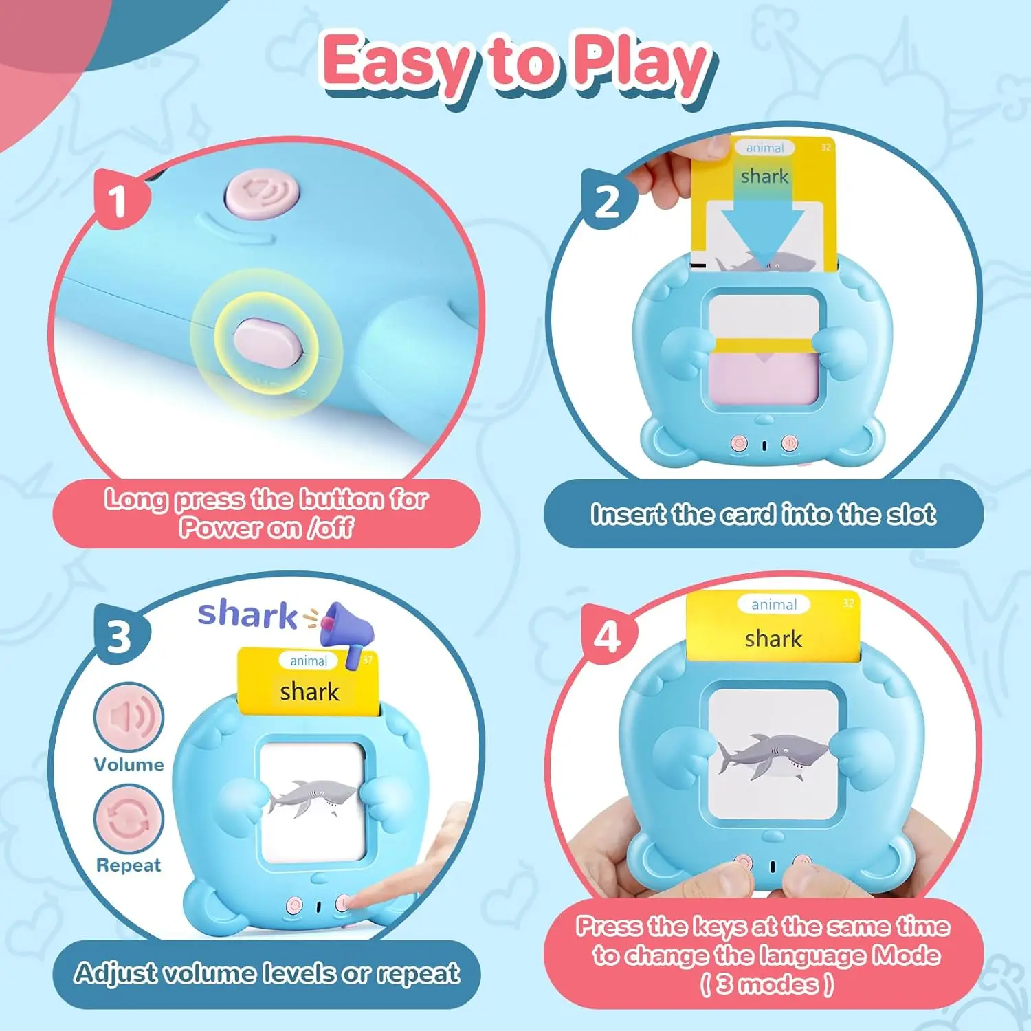 112P/225 Cards Early Education Flash Card Learning Toys Talking Flashcards for Kids Preschool English Electronic Audio Book Gift