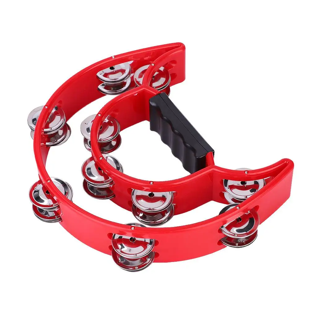 Double Row Round Handbell Tambourine Double Half Moon Percussion Drum Party Baby Game Toy