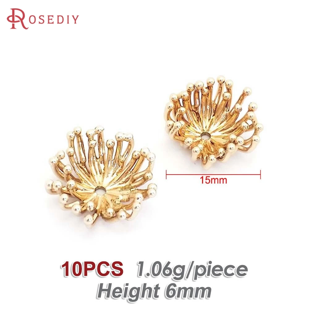 Elegant 18K Gold Brass Floral Bead Caps for DIY Jewelry & Earrings