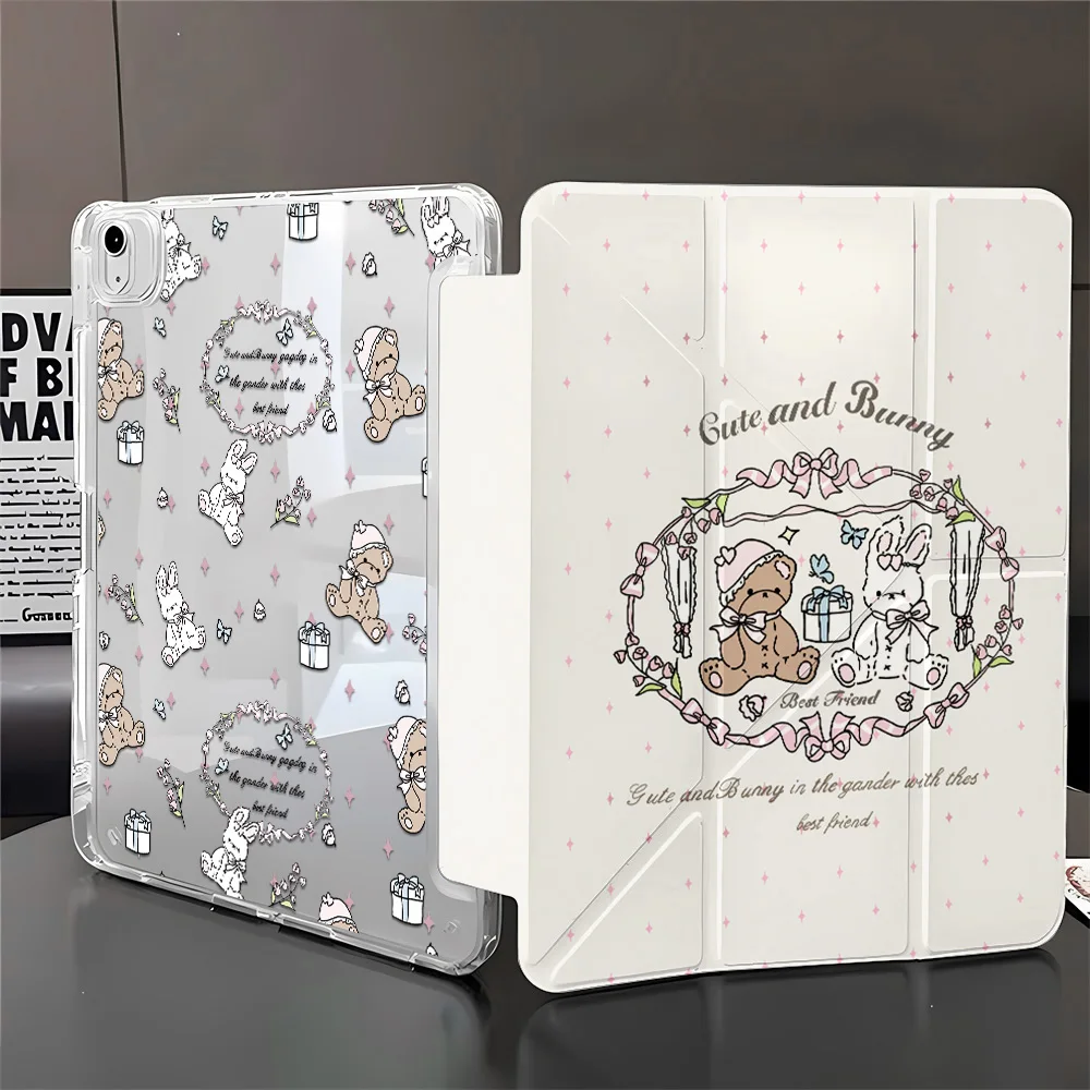 Cartoon Animals Clear Back Tablet Cover with Enhanced Protection