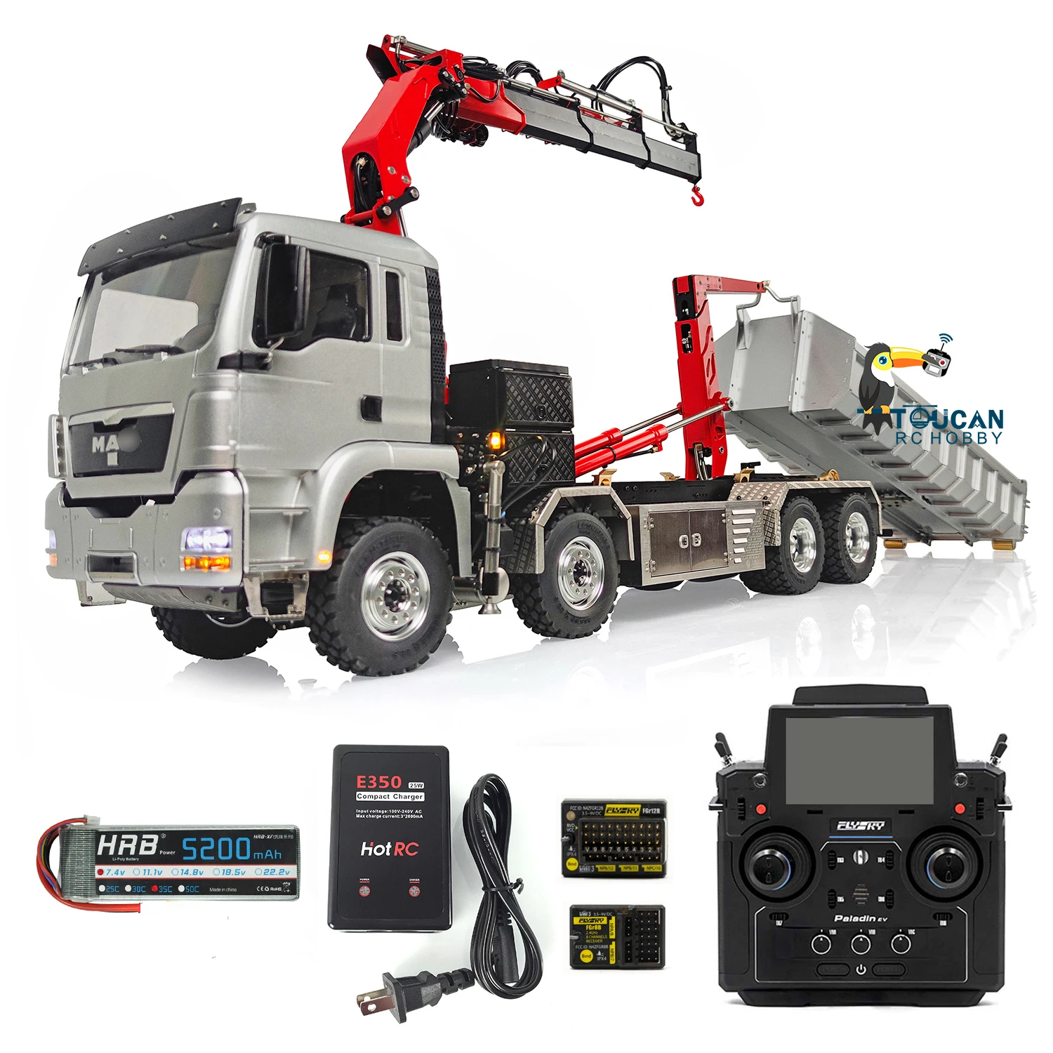 1/14 Lesu Metal Hydraulic Dump Rollon Crane Rc Truck Construction