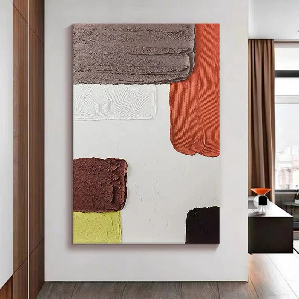 

Handmade Oil Painting Large Abstract Painting Minimalist Abstract Painting White Brown Textured Painting Living Room Wall Art