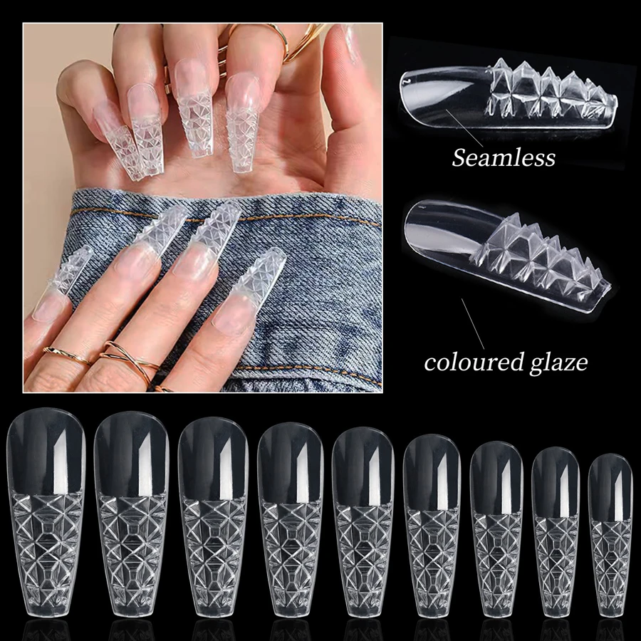 120 Stück Stiletto-Nagelspitzen, Glasur, künstliche Nägel für Verlängerungen, farbige Glasur, Gel, Glasmosaik, Nagelkunst-Design-Set – Detail 10