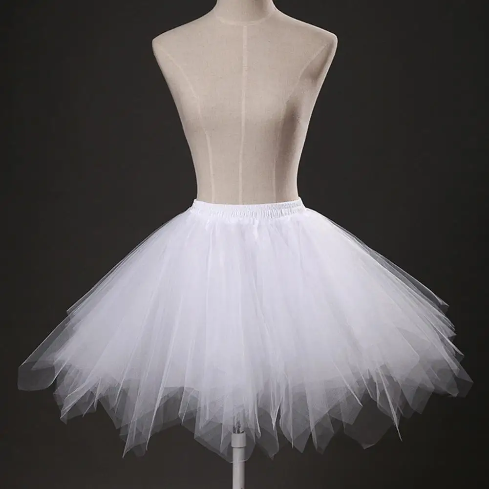 

Women A-line Skirt Multi-layered Candy Color A-line Skirt with Scattered Hem High Elastic Waist for Women Fluffy Gauze Dancing