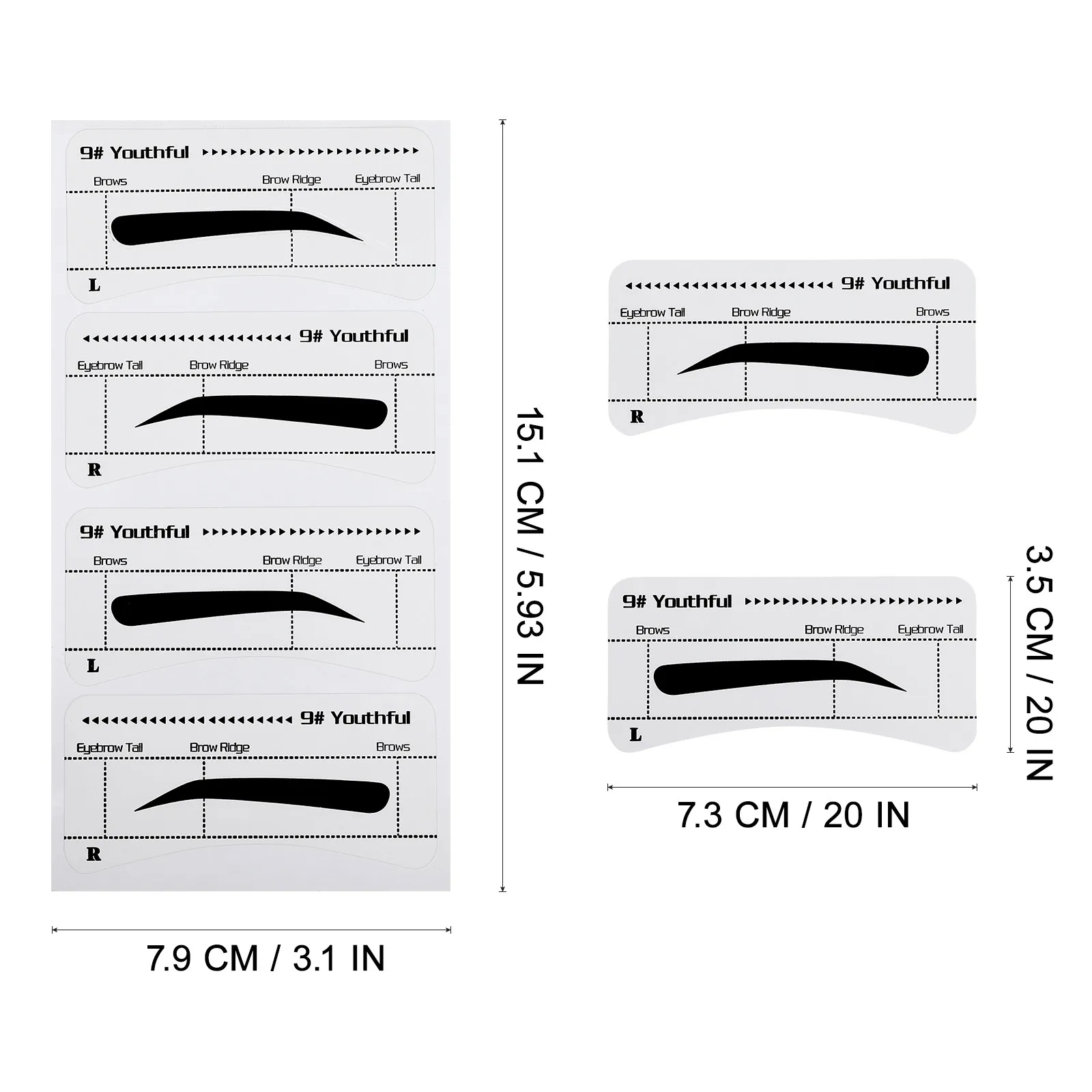 10개입 눈썹 템플릿 스텐실 접착식 간편 스틱 정밀 트레이싱 자연스러운 모양 매칭 아치형 베이스 무자극 뷰티