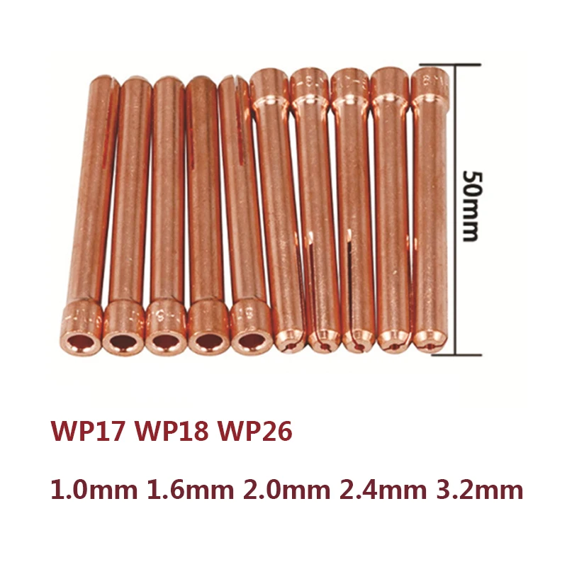 

5/10pcs 2.4mm 1.0mm 1.6mm 3.2mm TIG Short Collet Tips For WP17 WP18 WP26 TIG tungsten Welding electrode collet Torch Series