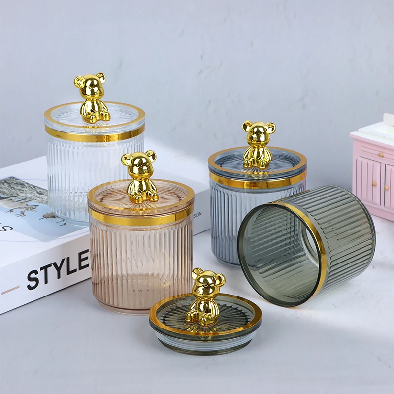 

Box Bear Swab Pad Rod Organizer Jewelry Cosmetics Makeup Holder Bathroom Storage Lipstick Cotton Cute Container Box Cotton