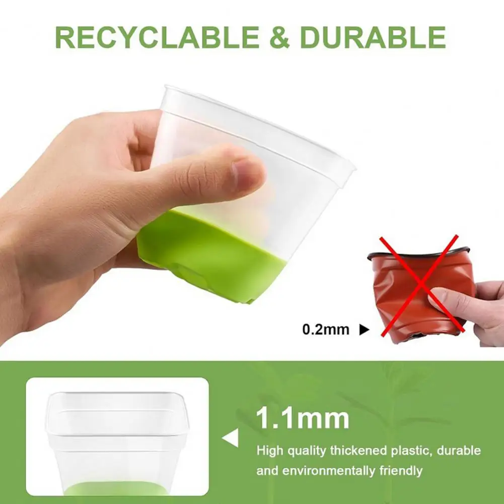 Silicone Nursery Pot with Drainage Holes Plant Pot with Raised Feet Silicone Base Square Nursery Pots for Healthy for Plants