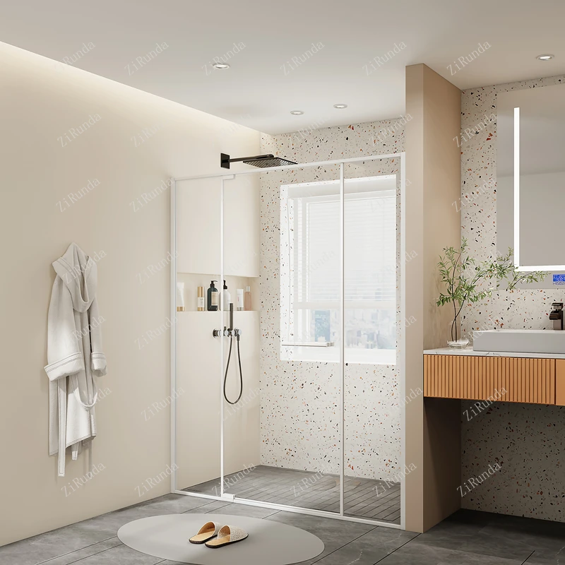 LP Shower room partition glass domestic bathroom dry-wet separation sliding door shower screen
