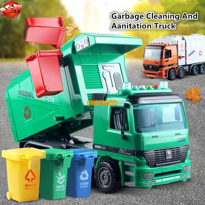 

Inertial Garbage Cleaning and Sanitation Vehicle model 1:12 Sweeping car toy Lighting Music Early Education Learn Garbage truck