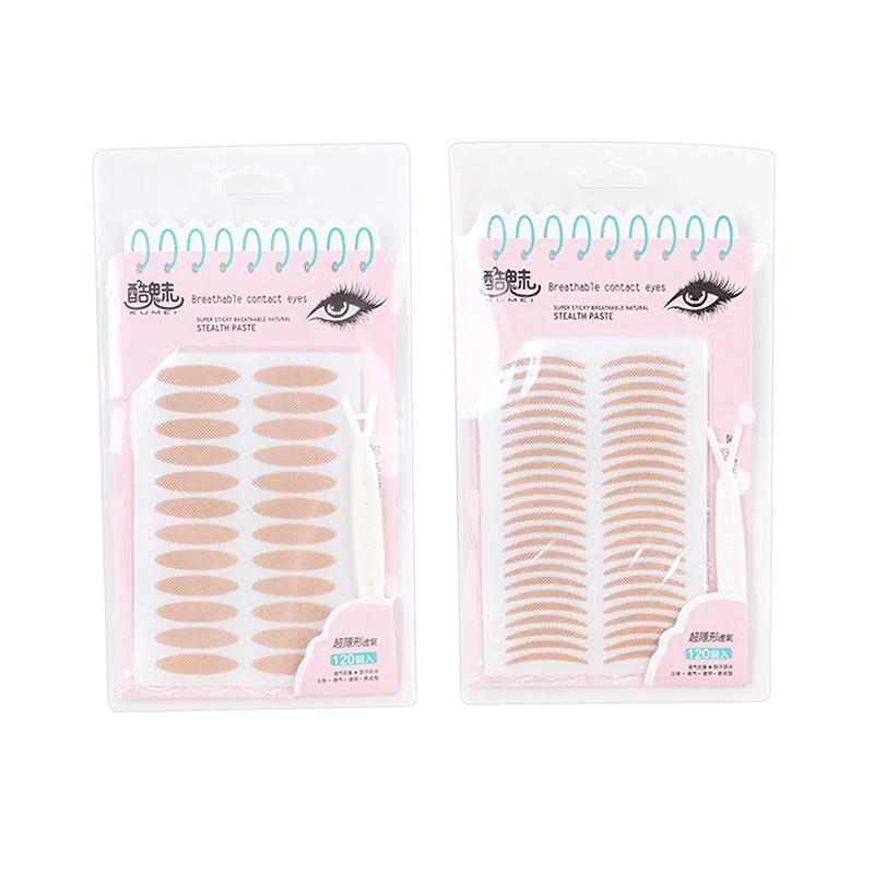 120PCS 이중 접착 투명 베이지색 큰 눈 효과 도구 이중 눈꺼풀 테이프 스티커 오래 지속