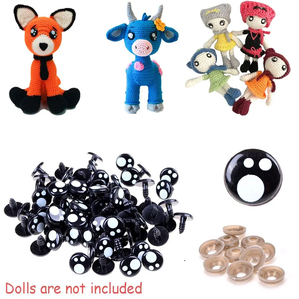 100 Pcs 8/12/14mm Kawaii Doll Eyes Cartoon Safety Eyes Nose Toy Teddy Bear  Stuffed Toys DIY Snap Animal Puppet Doll Accessories