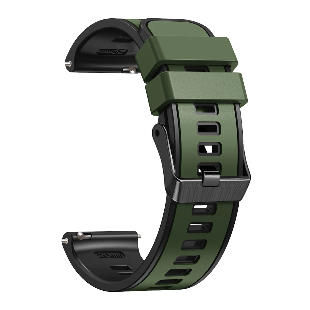 Silicone Bracelet Strap in Black - 20/22mm Adjustable Watch Band
