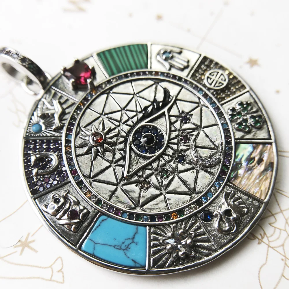 Silver Pendant Amulet Magical Lucky Symbol Tree Flower Karma Whell Sun Bird Butterfly Pendants Jewelry 925 Sterling Silver Gift For Women Men