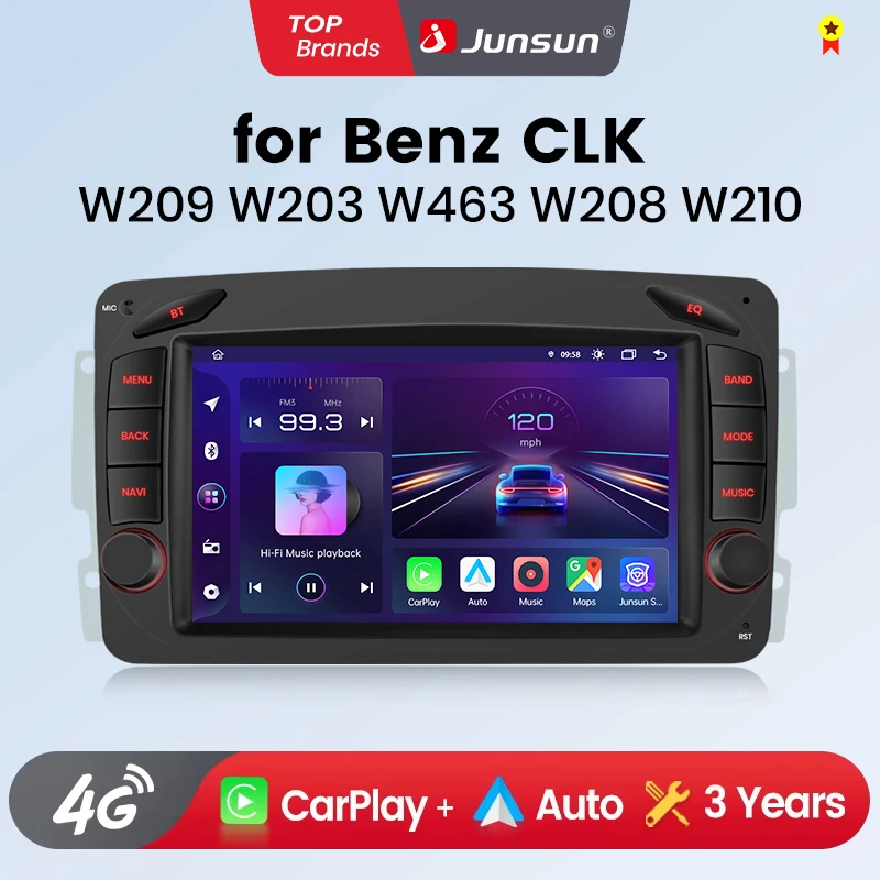 Junsun CarPlay Android Auto Radio para mercodos Benz CLK w209 E W210 C W203 SLK R170 M W163 Vito W639 1998-2006 4G Multimedia para coche
