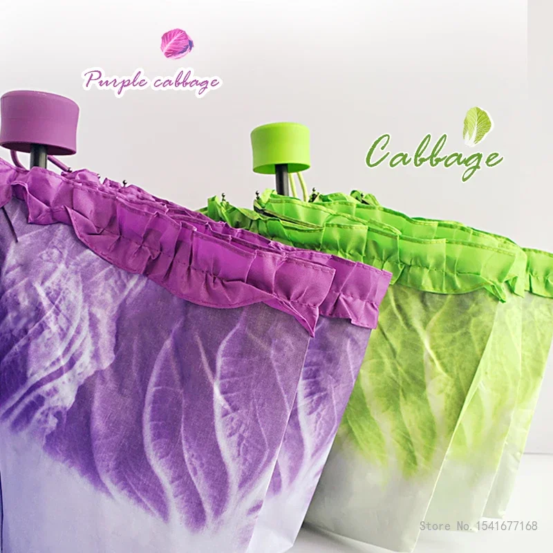 Japanese Anti-Ultraviolet Folding Umbrella, Purple Vegetable Umbrella, Fruit, Airplane Shape, Manual, Creative, 1Pc