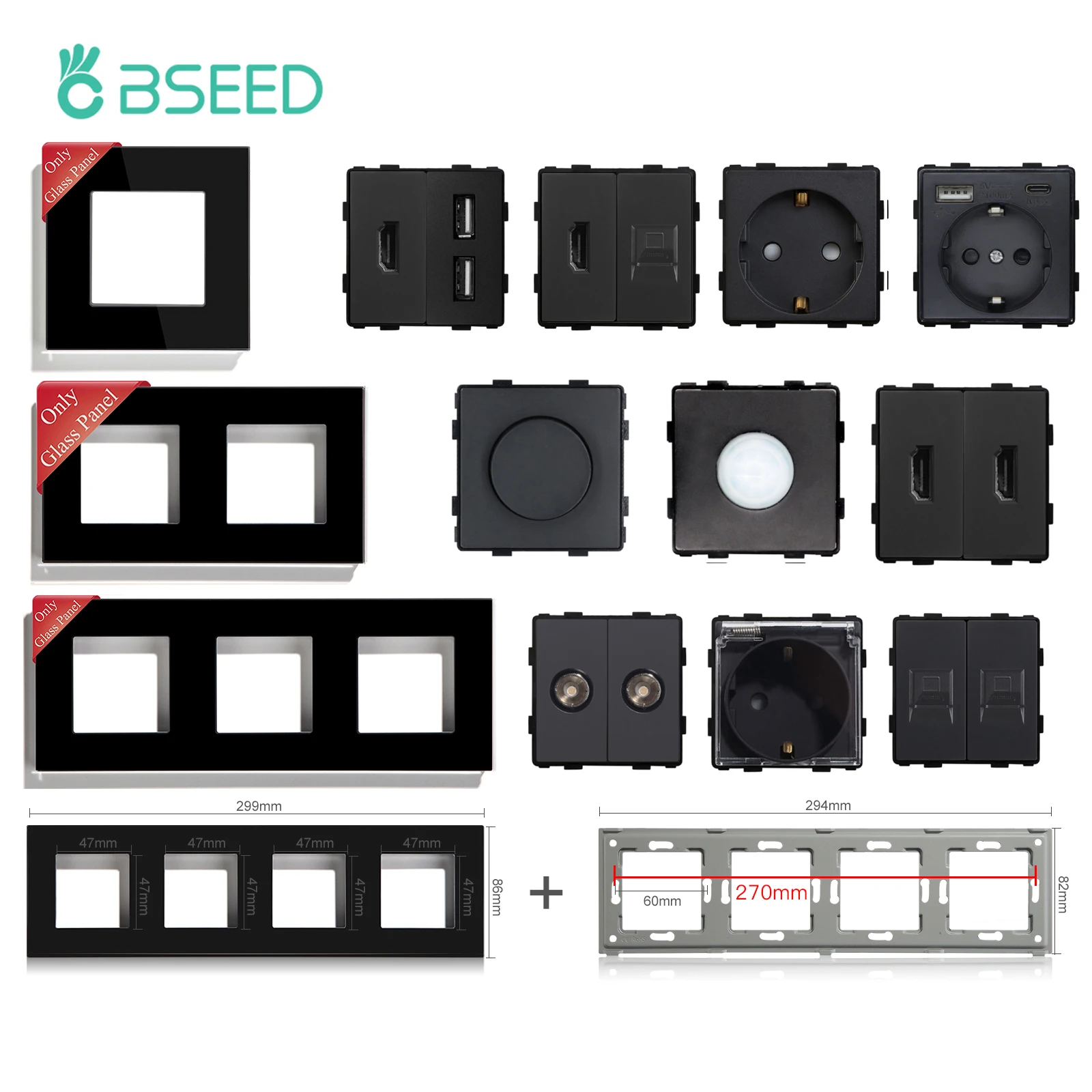 BSEED-Glass-Frames-EU-Standard-PIR-Sensor-Switches-Module-Part-Wall ...