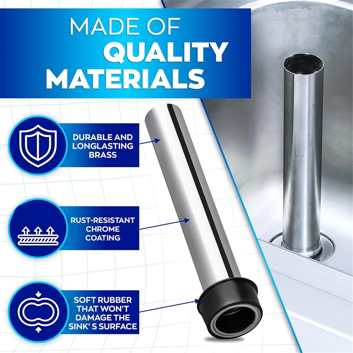 ABBO-Bar Sink Overflow Pipe 7.48inch Sink Strainer Pipe