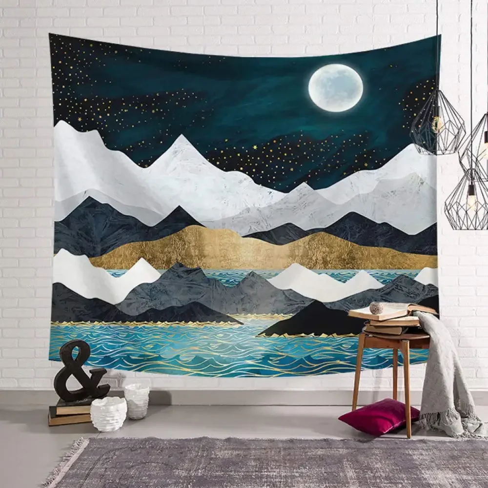 Mountain Tapestry Wall Hanging Forest Tree Sunset Tapestry Nature Landscape Tapestries Wall Hanging for Dorm Bedroom Home Decor