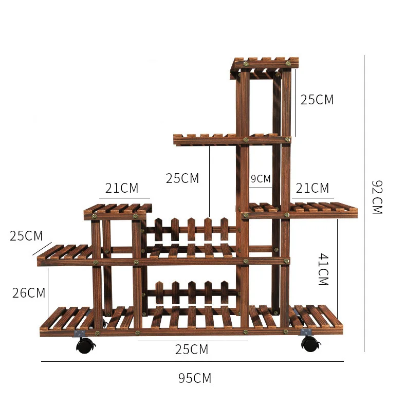 Wooden Flower Shelf Household Balcony Flower Rack Solid Wood Multi-layer Indoor Outdoor Succulent Pot Rack Living Room Bonsai Hanging Pot Table