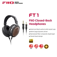 FiiO FT1-New version Closed-Back Over-Ear  Fiber Composite Diaphragm Wired Hi-Fi Headphones, American walnut Ear Cups for Studio