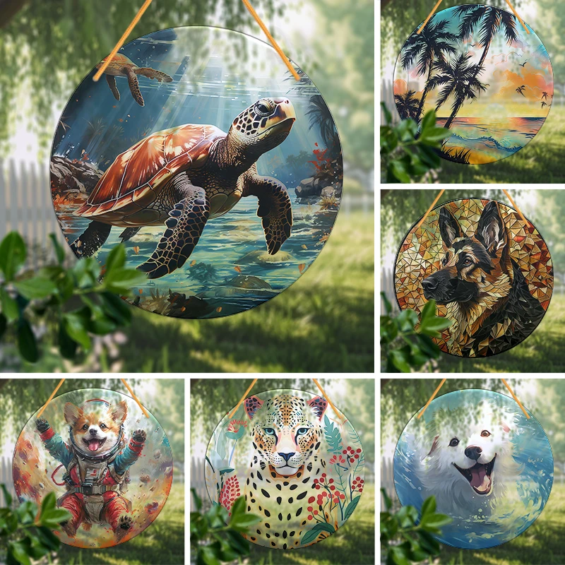 아크릴 사인 창문 걸이식 여름 바다 거북이 해안 낙원, 가정 사무실 거실 침실-1, 8x8 인치 (20x20cm), 1 개 