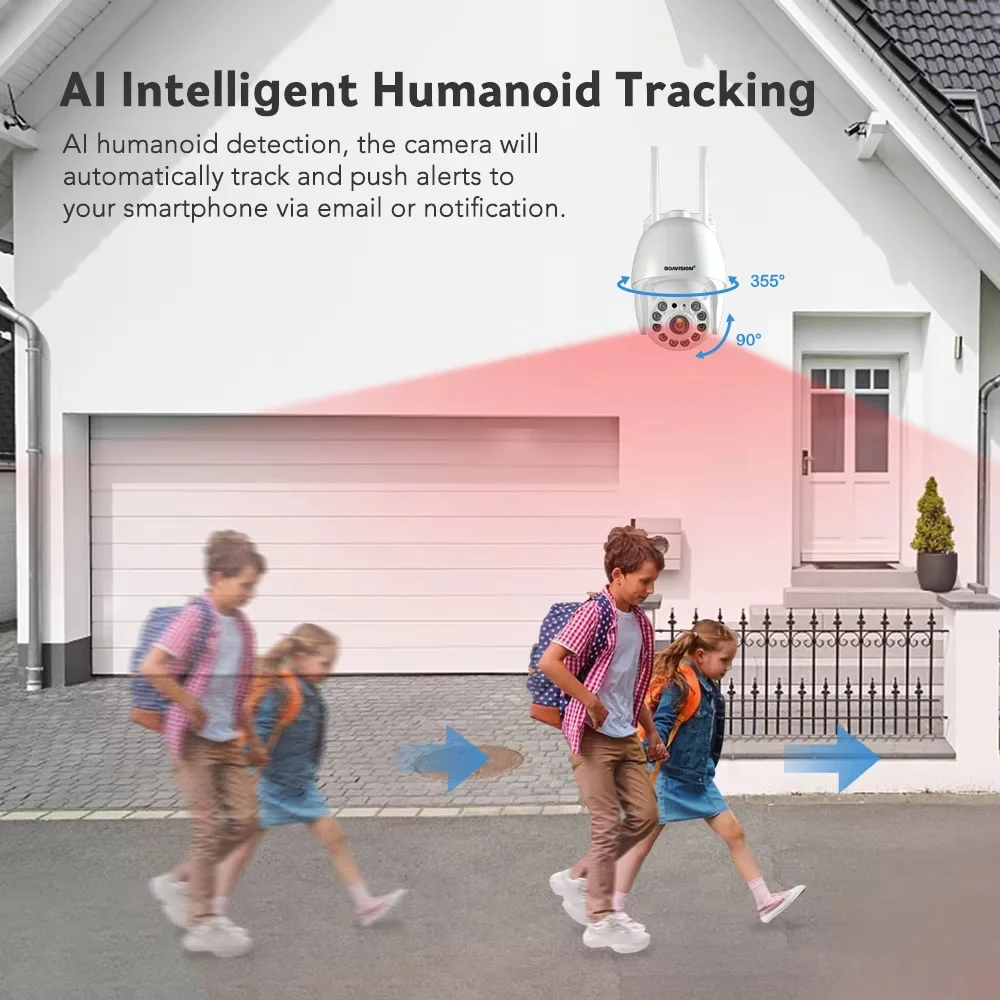 8MP 5MP 2MP PTZ Wifi Outdoor AI Human Detection Auto Tracking Color Night Vision Two Way Audio 4X Digital Zoom outdoor surveillance camera
