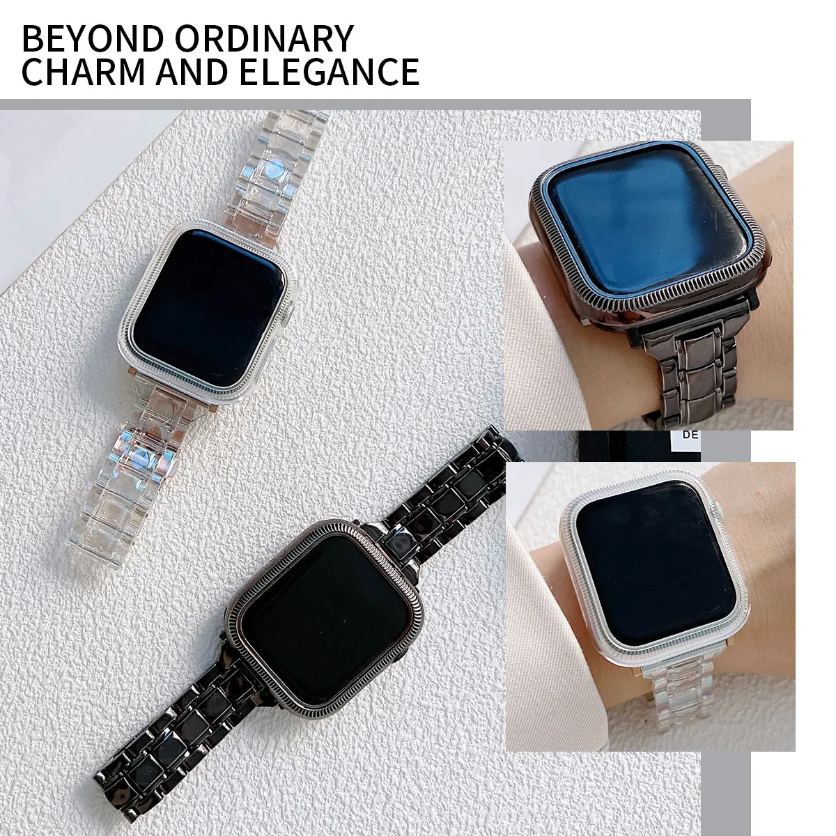 Electroplated light color change set for Apple Watch model 44/45/41/40/49/42/38mm strap, simple fashion for iwatch series 987654 5