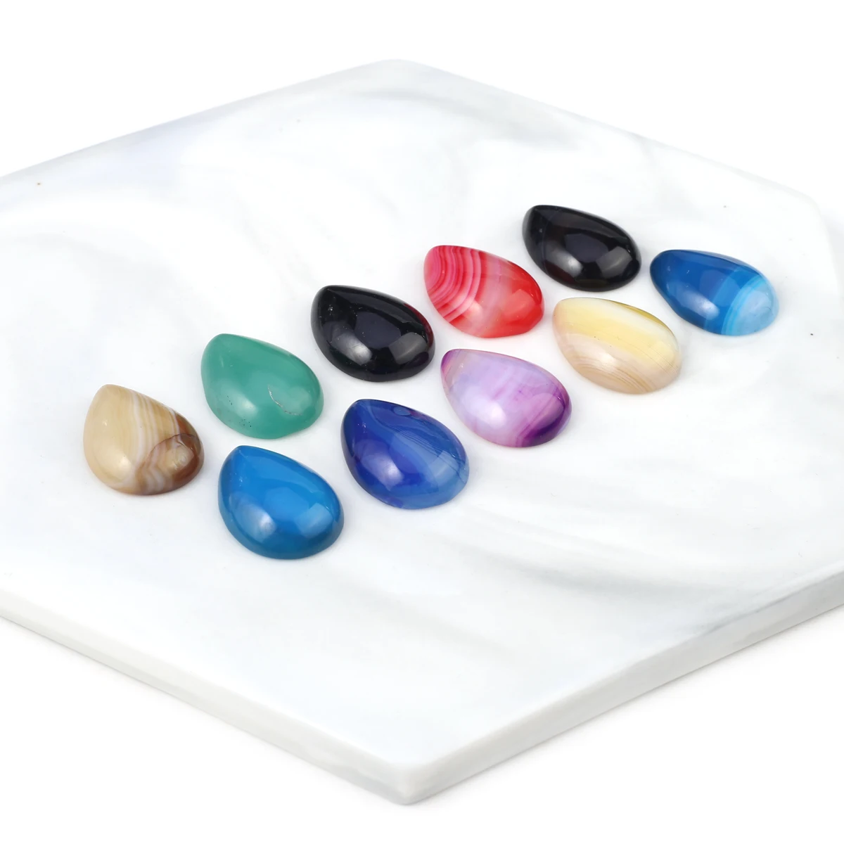 20PCS Wholesale Natural Stone Agate Water Droplets Shape Cabochon DIY for Making Necklace Ring Jewelry Findings