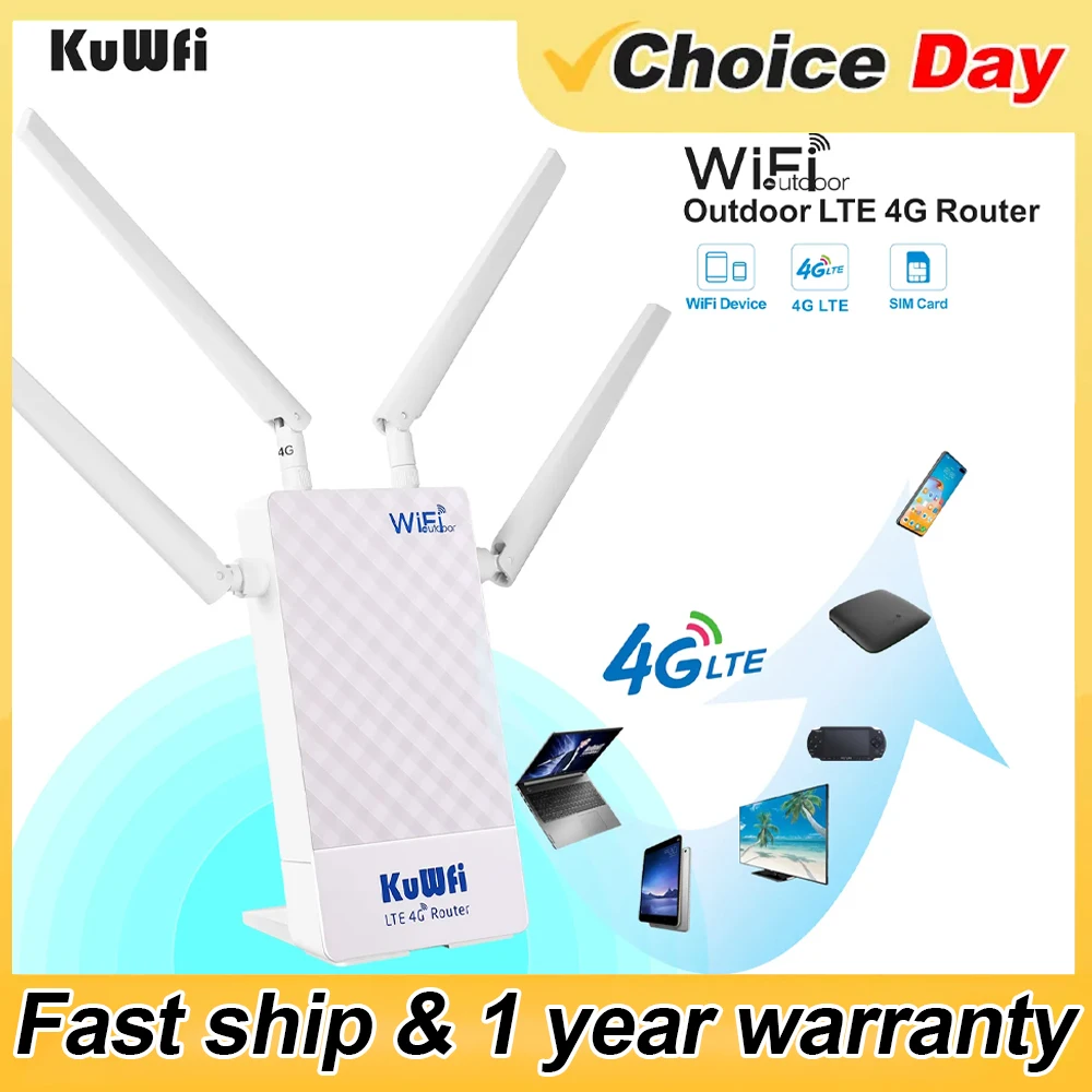 KuWFi 4G Outdoor WIFI Router 150Mbps LTE SIM Card WiFi Router Support Port Mapping DMZ Setting For 48V POE Switch POE Camera