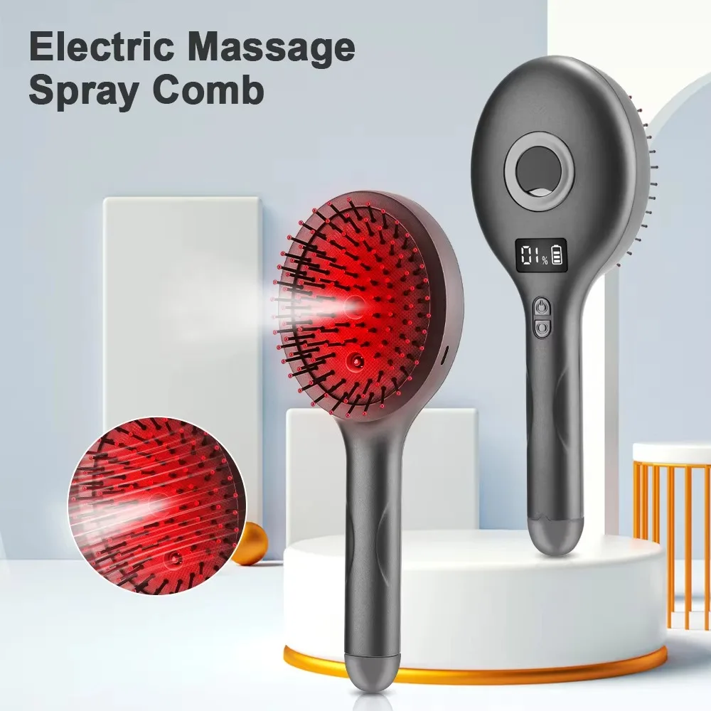 High Frequency Vibration 2-in-1 Styling Brush 650nm Red Light Hair Follicle Massage Electric Massage Spray Comb Smooth