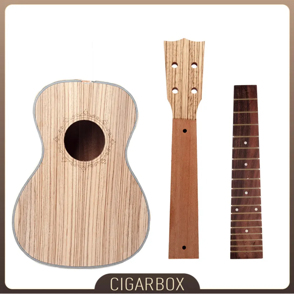 Ukulele DIY KIT Unfinished Concert Ukulele 23'' Ukelele Zebrawood Body