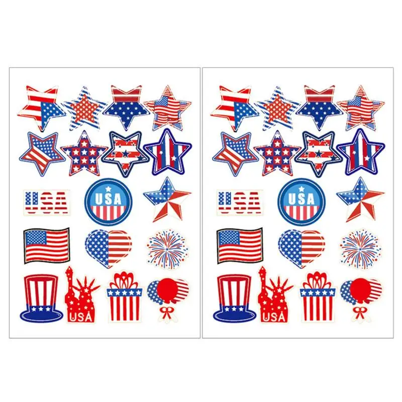 

4th Of July Patriotic Stickers Red White Blue American Flag Face Stickers Self Adhesive Bright Patriotic Stickers For Motorcycle