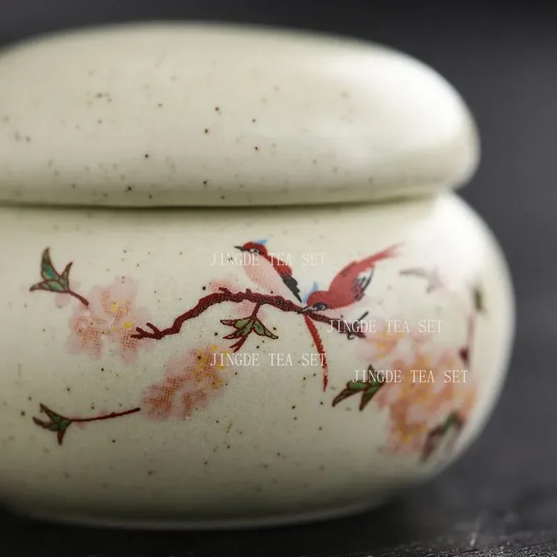 Travel Portable Ceramic Tea Caddy Home Tea Container Moisture-proof Jar Coffee Airtight Jars Kitchen Spice Nut Storage Container
