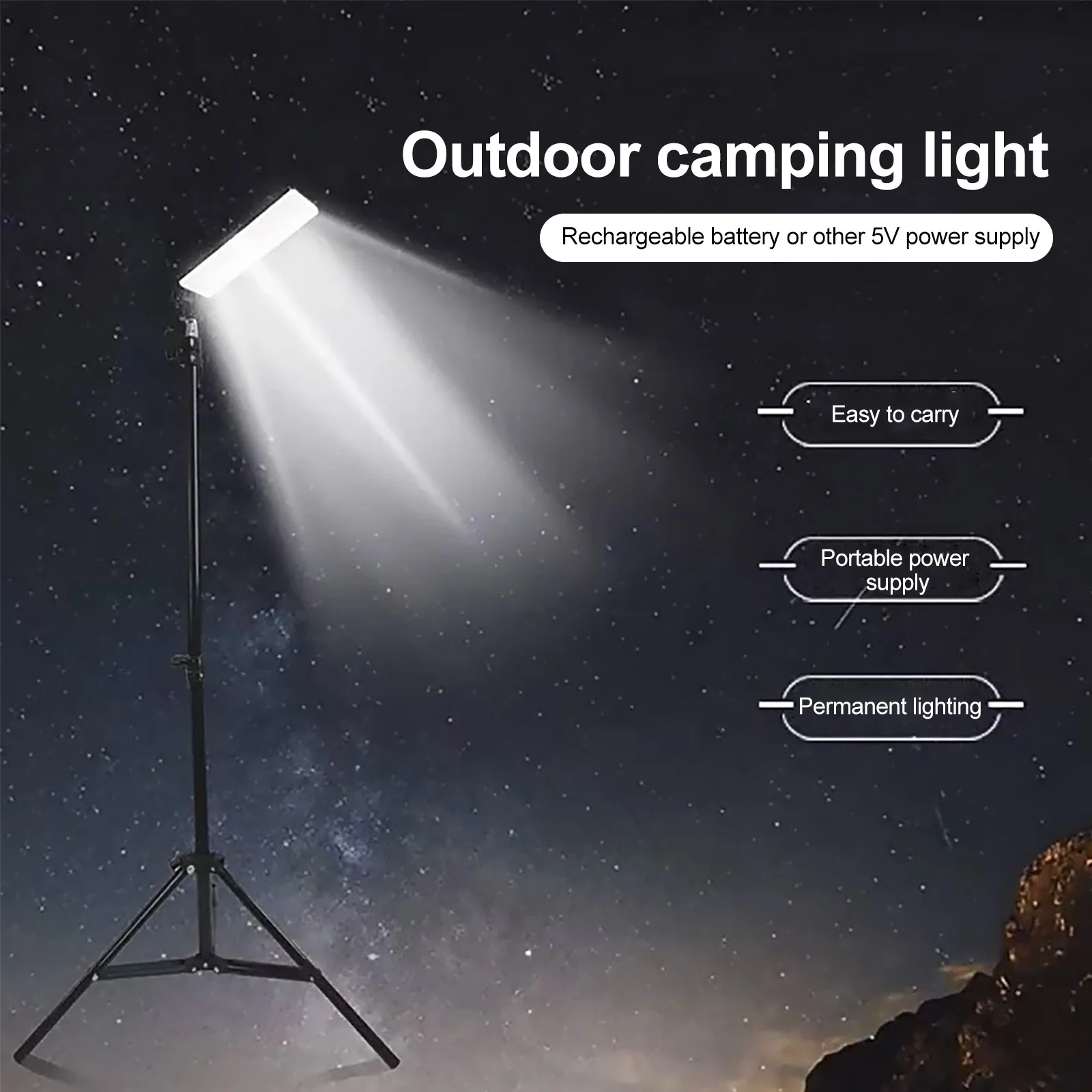 Adjustable LED Flood Light Tripod Stand Camping Lantern Home Outdoor Tent  Lamp Hiking Camping Lanters Folding Lamp Waterproof - AliExpress