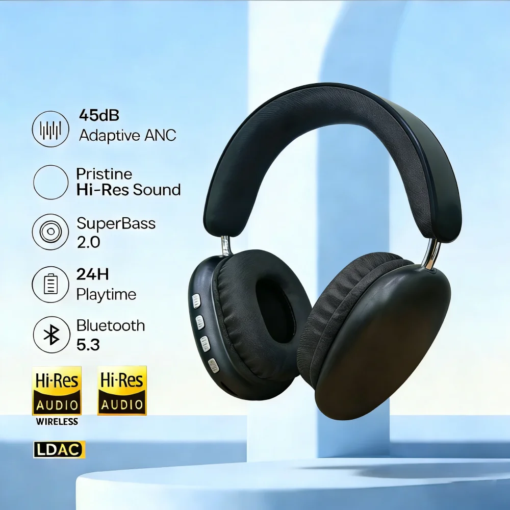Cuffie Wireless con Cancellazione del Rumore, Audio Lossless USB-C Personalizzato, Cuffie Over-Ear con Suono HIFI, 24 Ore di Autonomia