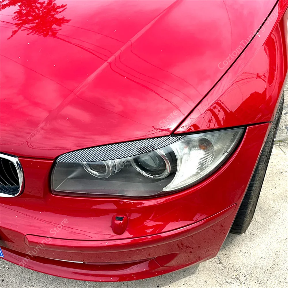 2Pcs ABS Gloss Headlight Evil Eyebrows Eyelids For BMW 1 Series E81 E82 E87 E88 118d 120i 120d 123d 130i M1 2004-2014 3D Sticker 3