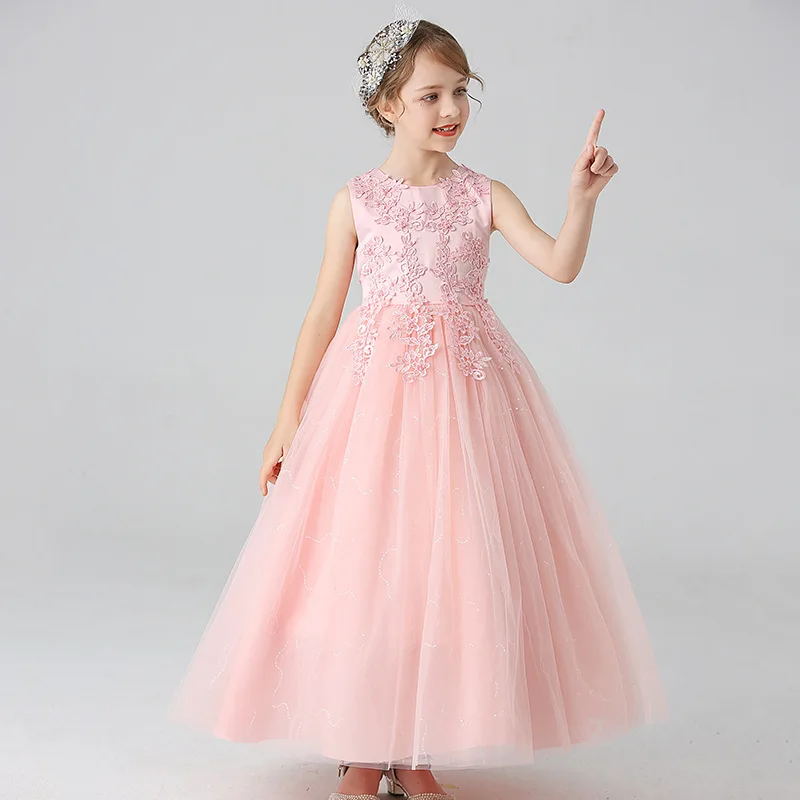 

2024 new children's princess dress high-end dress girl sleeveless puffy wedding dress piano walk show dress dress dress