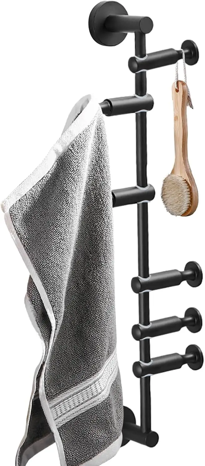 Wall Mounted Metal Vertical Tree Branch Coat Rack,6 Adjustable Movable Rotatable Hooks,24'' Wall Hanger Coat Hat Holder Suitable