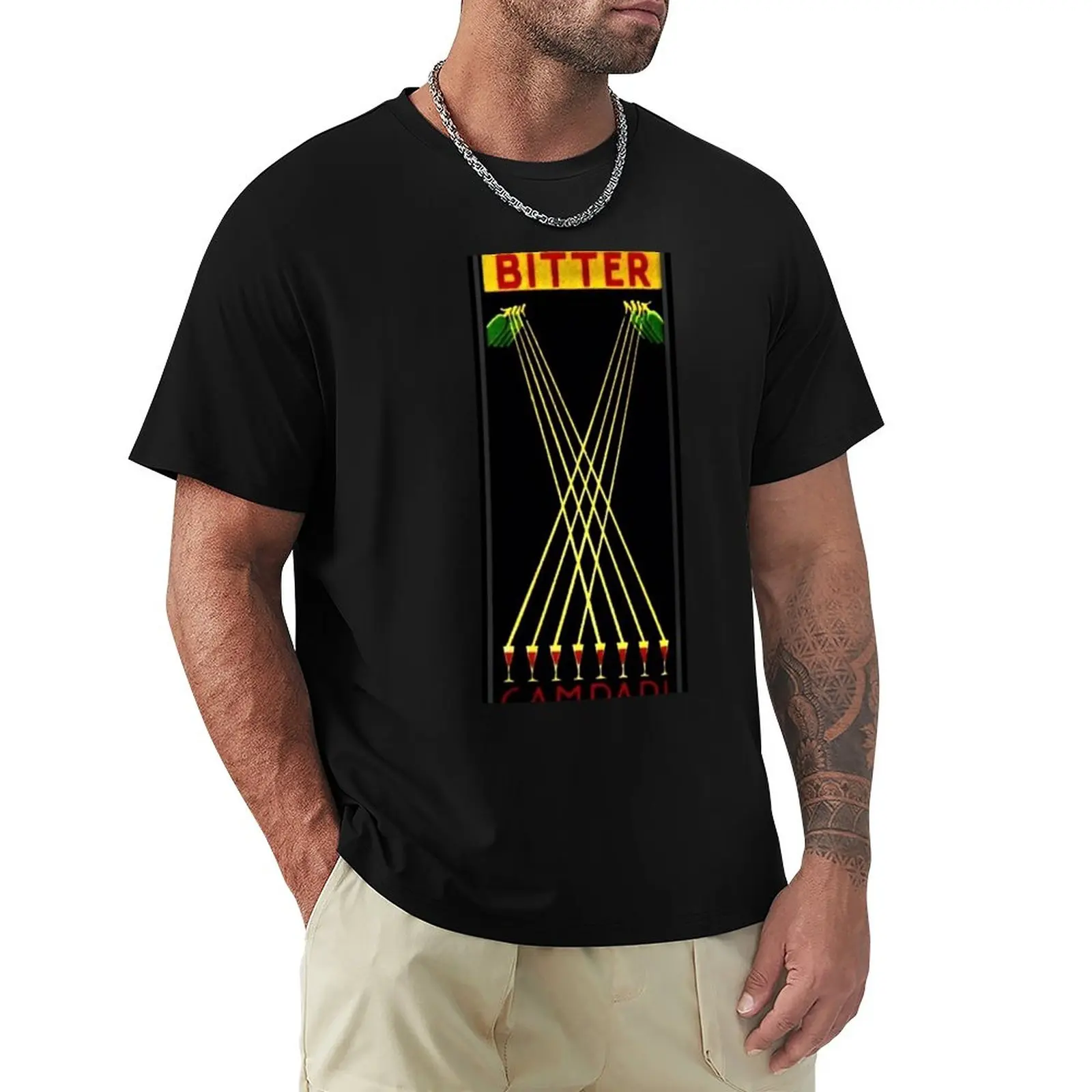 T-Shirt Con Stampa Litografica Dell'Antipasto Di Campari Amaro Del 1920 Molto Raro Abbigliamento Estetico Magliette Pesanti Per Uomo