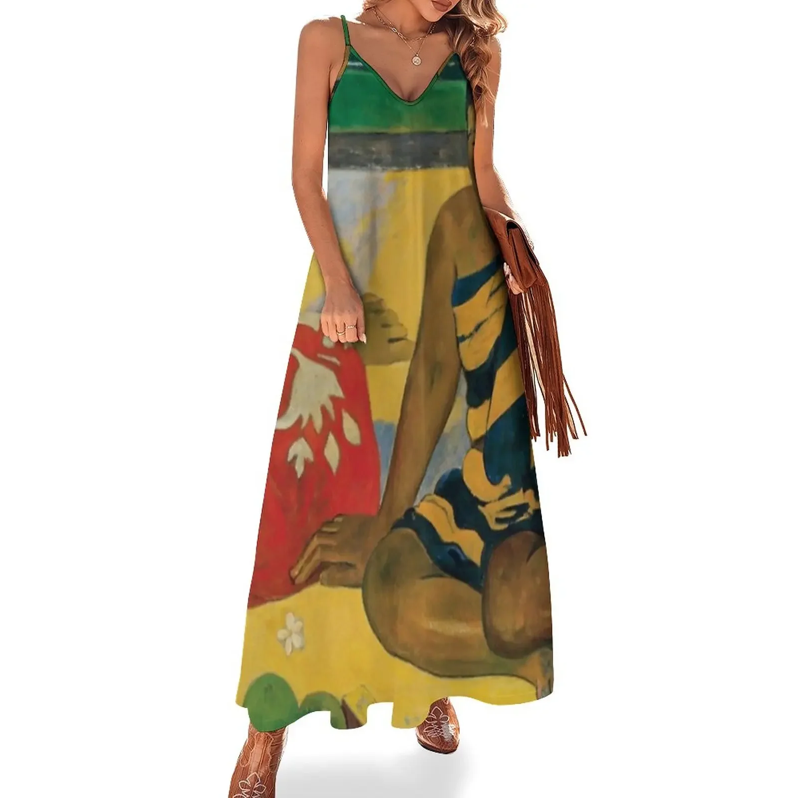 

Paul Gauguin - Parau Api. What News Sleeveless Dress summer women's suit Women's summer skirt