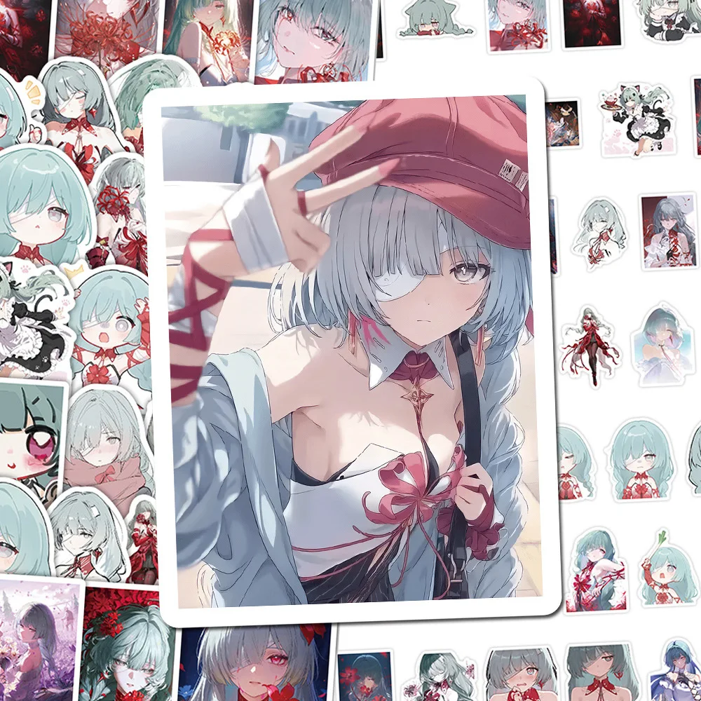 68Pcs 게임 Wuthering Waves Phrolova 애니메이션 스티커 귀여운 캐릭터 노트북 기타 자전거 노트북 스케이트 보드 장식 데칼