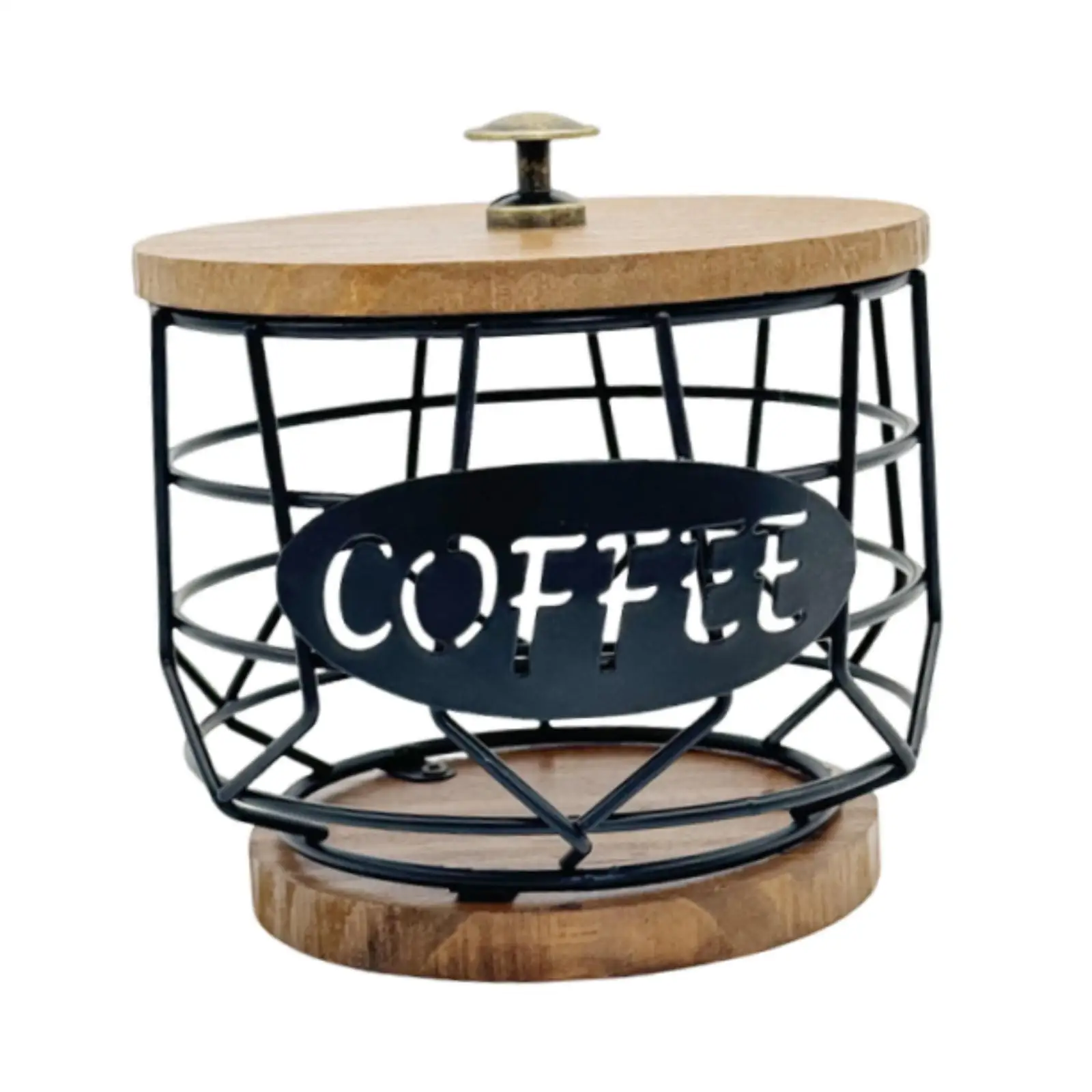Coffee Pod Holder with Wooden Base Sturdy Iron Cup Shaped Organizer for Kitchen Counter Cafe Bar Accessories Office Desktop Coffee Pod Holder with Wooden Base Sturdy Iron Cup Shaped Organizer for Kitchen Counter Cafe Bar Accessories Office Desktop