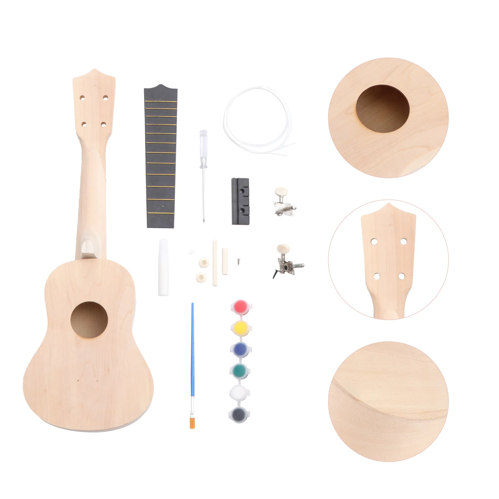 

ukulele Inch 1 Set DIY Ukulele Wooden Painting 4 String Ukulele Musical Instruments DIY Hawaii Guitar for Parents- child diy