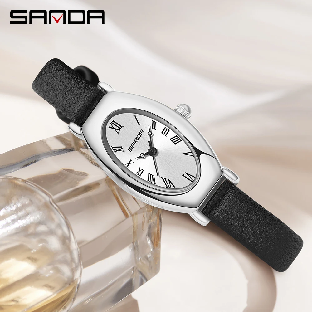 Sanda 1123 New Arrival Elegant Design Roman Number Square Dial Waterproof Quartz Movement Business Women Analog Wrist Watch 2023